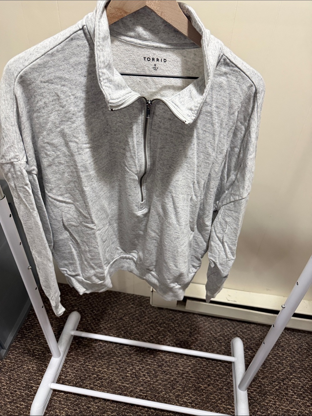 torrid Light Gray Half-Zip Pullover Sweatshirt